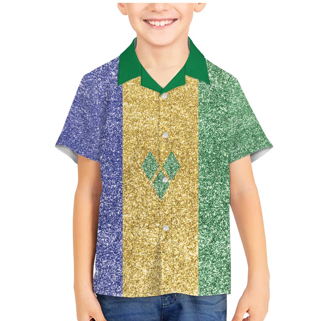 Saint Vincent and the Grenadines Vincy Mas Family Matching Mermaid Dress and Hawaiian Shirt SVG Glitter Color Style - Wonder Print Shop