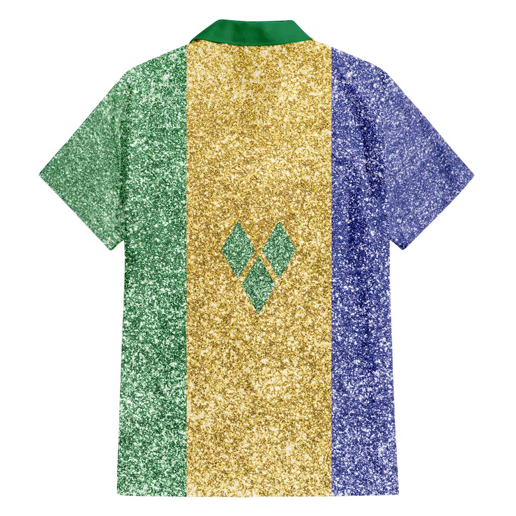 Saint Vincent and the Grenadines Vincy Mas Family Matching Off Shoulder Short Dress and Hawaiian Shirt SVG Glitter Color Style - Wonder Print Shop