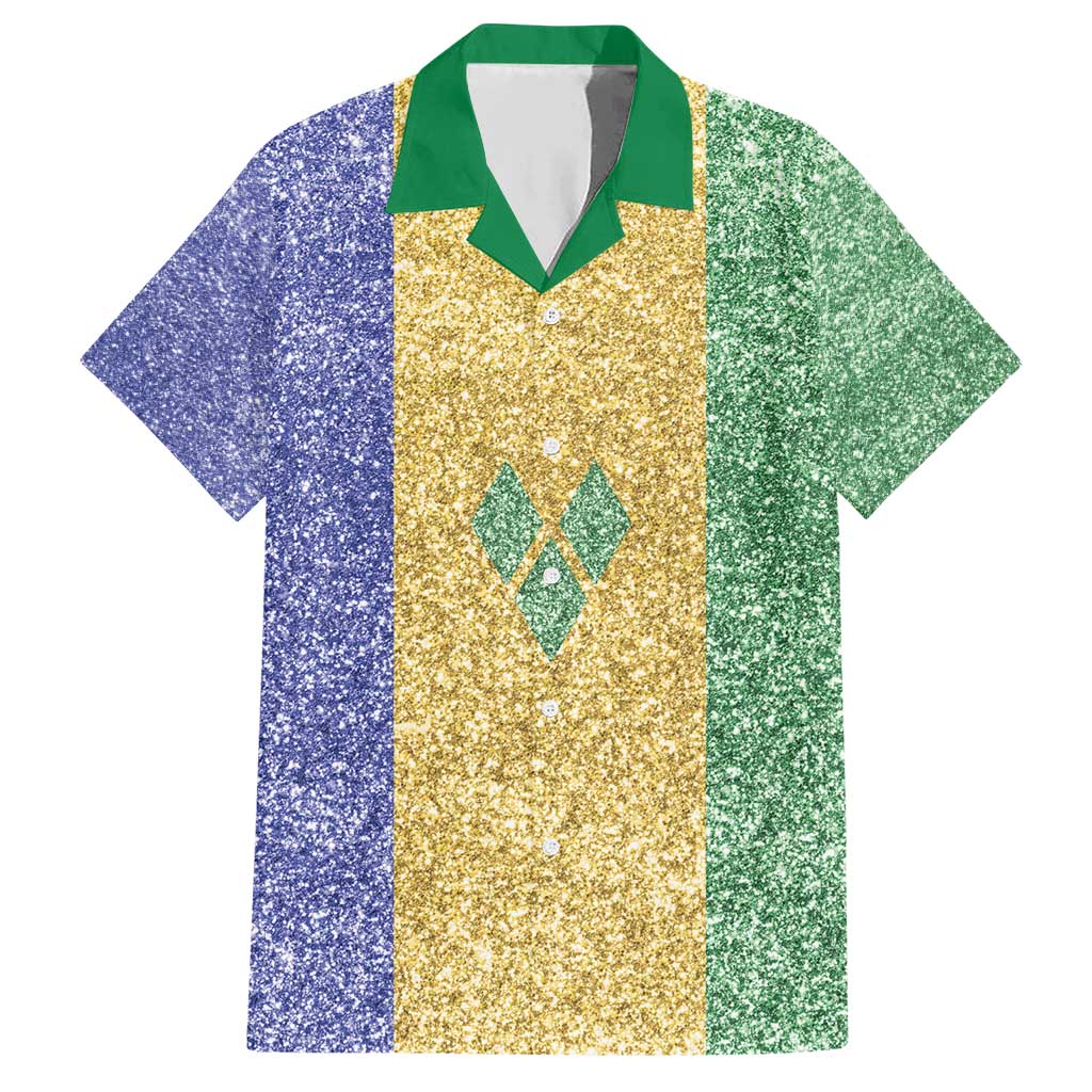 Saint Vincent and the Grenadines Vincy Mas Family Matching Short Sleeve Bodycon Dress and Hawaiian Shirt SVG Glitter Color Style - Wonder Print Shop