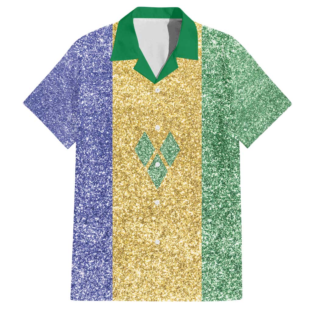 Saint Vincent and the Grenadines Vincy Mas Family Matching Tank Maxi Dress and Hawaiian Shirt SVG Glitter Color Style - Wonder Print Shop
