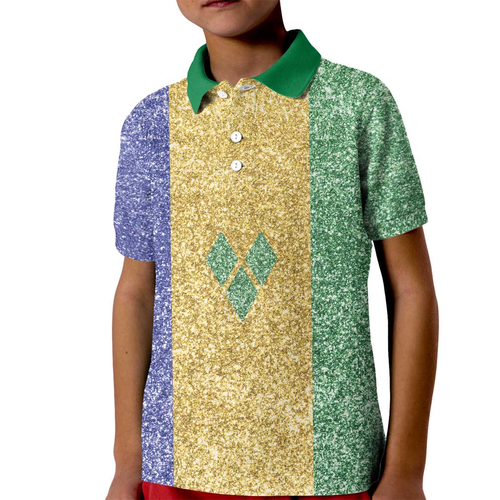Saint Vincent and the Grenadines Vincy Mas Kid Polo Shirt SVG Glitter Color Style - Wonder Print Shop