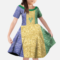 Saint Vincent and the Grenadines Vincy Mas Kid Short Sleeve Dress SVG Glitter Color Style - Wonder Print Shop