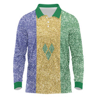 Saint Vincent and the Grenadines Vincy Mas Long Sleeve Polo Shirt SVG Glitter Color Style - Wonder Print Shop