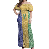 Saint Vincent and the Grenadines Vincy Mas Off Shoulder Maxi Dress SVG Glitter Color Style - Wonder Print Shop