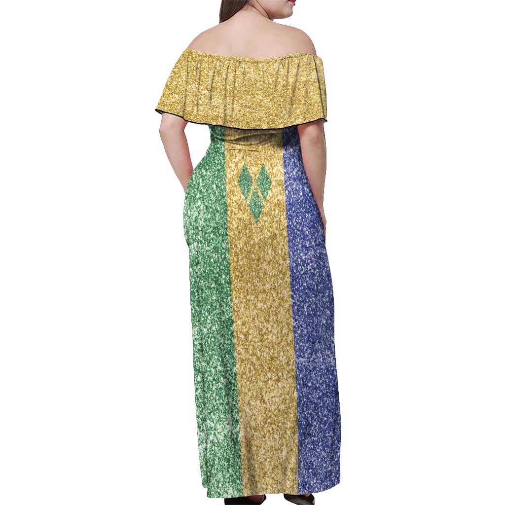 Saint Vincent and the Grenadines Vincy Mas Off Shoulder Maxi Dress SVG Glitter Color Style - Wonder Print Shop