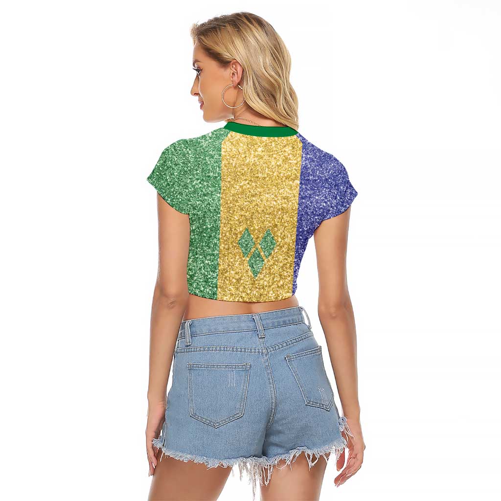 Saint Vincent and the Grenadines Vincy Mas Raglan Cropped T Shirt SVG Glitter Color Style - Wonder Print Shop