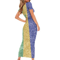 Saint Vincent and the Grenadines Vincy Mas Short Sleeve Bodycon Dress SVG Glitter Color Style - Wonder Print Shop