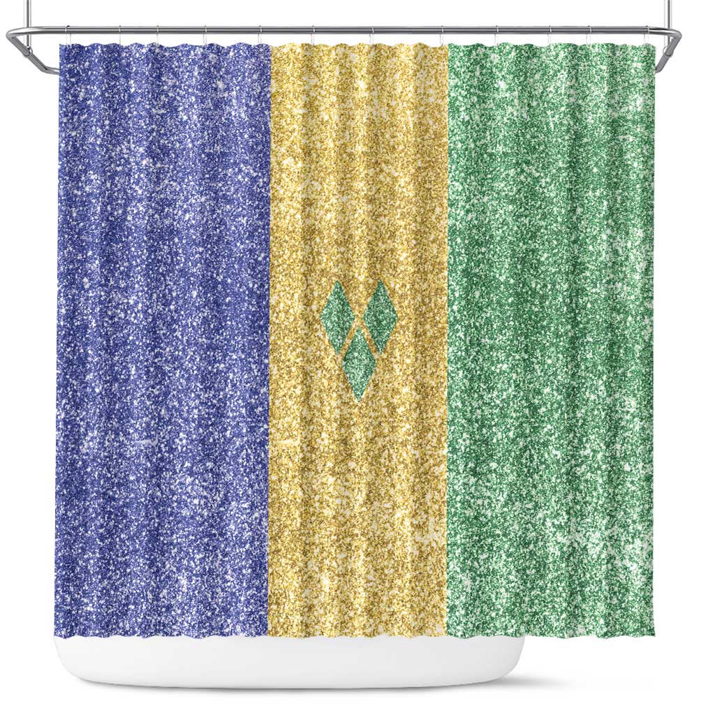 Saint Vincent and the Grenadines Vincy Mas Shower Curtain SVG Glitter Color Style - Wonder Print Shop