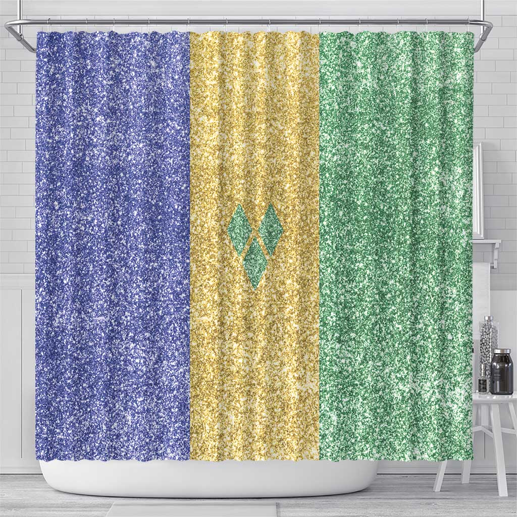Saint Vincent and the Grenadines Vincy Mas Shower Curtain SVG Glitter Color Style - Wonder Print Shop