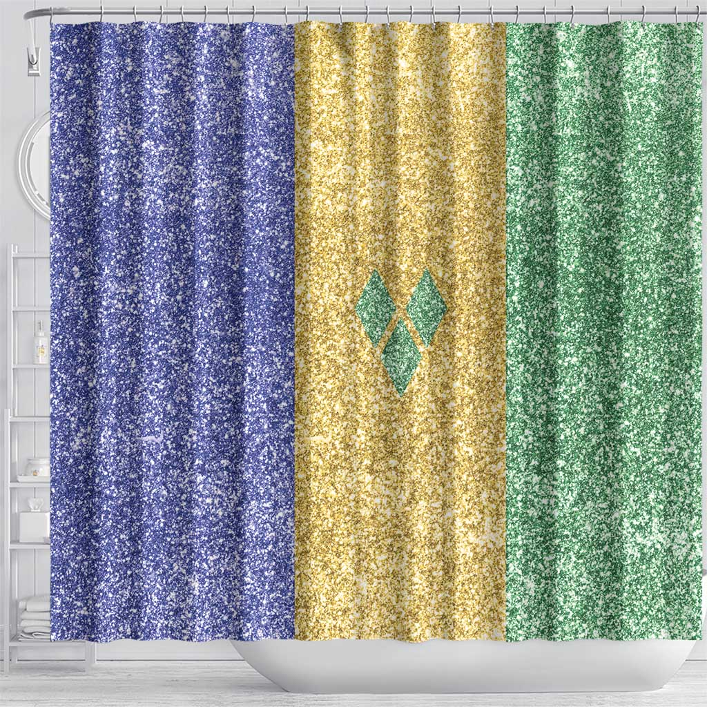 Saint Vincent and the Grenadines Vincy Mas Shower Curtain SVG Glitter Color Style - Wonder Print Shop