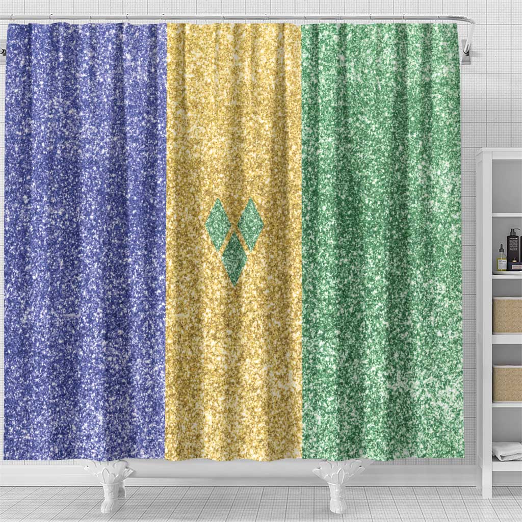 Saint Vincent and the Grenadines Vincy Mas Shower Curtain SVG Glitter Color Style - Wonder Print Shop