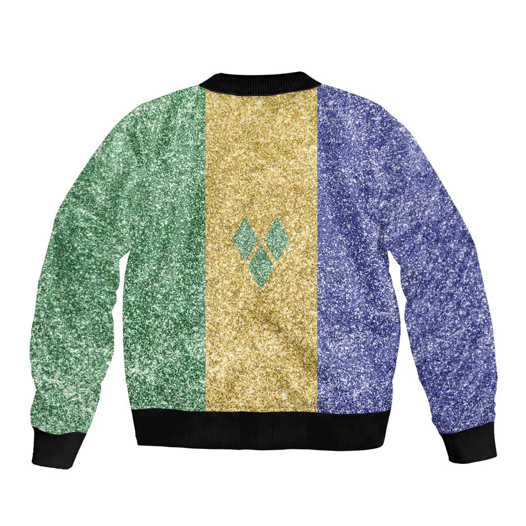 Saint Vincent and the Grenadines Vincy Mas Sleeve Zip Bomber Jacket SVG Glitter Color Style - Wonder Print Shop