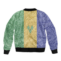 Saint Vincent and the Grenadines Vincy Mas Sleeve Zip Bomber Jacket SVG Glitter Color Style - Wonder Print Shop