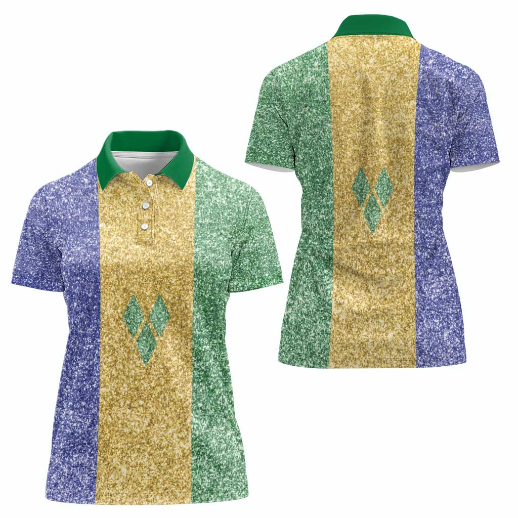 Saint Vincent and the Grenadines Vincy Mas Women Polo Shirt SVG Glitter Color Style - Wonder Print Shop