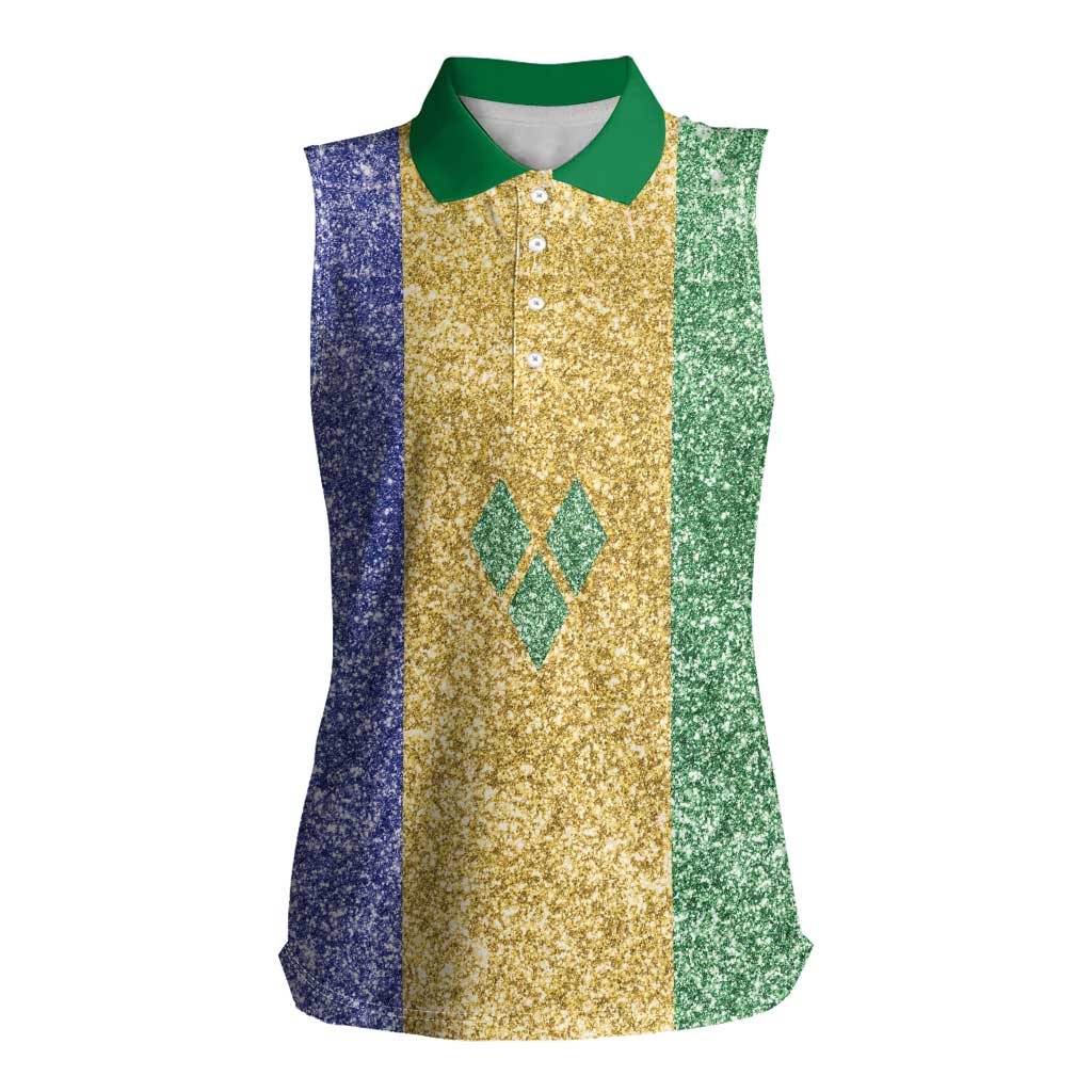 Saint Vincent and the Grenadines Vincy Mas Women Sleeveless Polo Shirt SVG Glitter Color Style - Wonder Print Shop