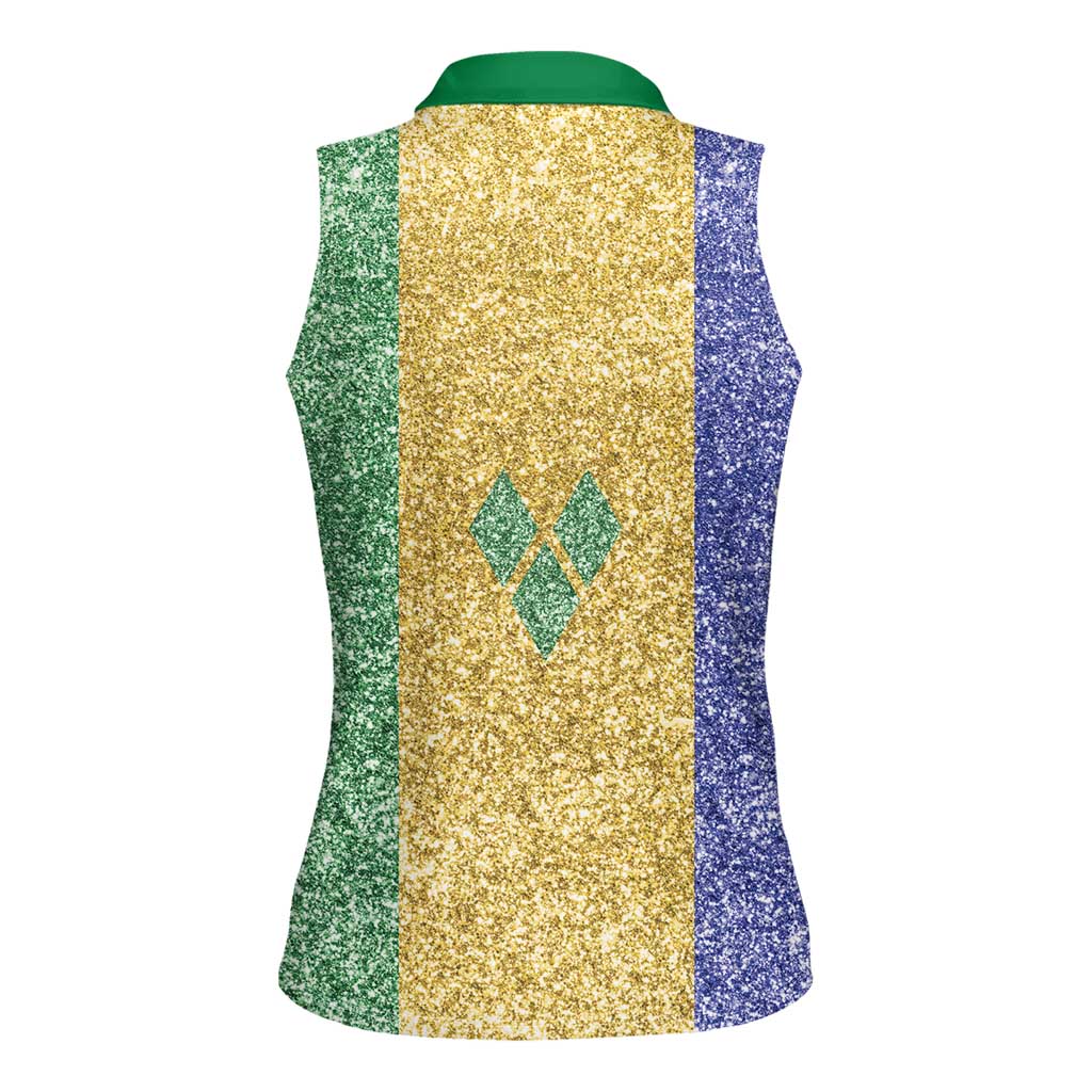 Saint Vincent and the Grenadines Vincy Mas Women Sleeveless Polo Shirt SVG Glitter Color Style - Wonder Print Shop