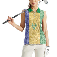 Saint Vincent and the Grenadines Vincy Mas Women Sleeveless Polo Shirt SVG Glitter Color Style - Wonder Print Shop