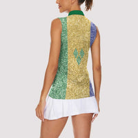 Saint Vincent and the Grenadines Vincy Mas Women Sleeveless Polo Shirt SVG Glitter Color Style - Wonder Print Shop