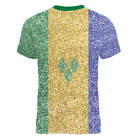 Saint Vincent and the Grenadines Vincy Mas Women V-Neck T-Shirt SVG Glitter Color Style - Wonder Print Shop