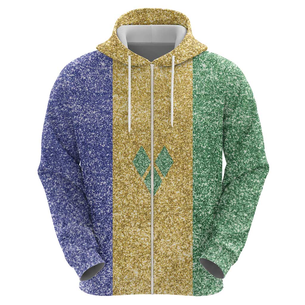 Saint Vincent and the Grenadines Vincy Mas Zip Hoodie SVG Glitter Color Style - Wonder Print Shop