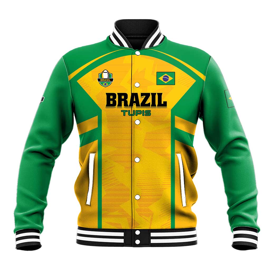 Custom Rugby Brazil Baseball Jacket Tupis Go Champions - Wonder Print Shop