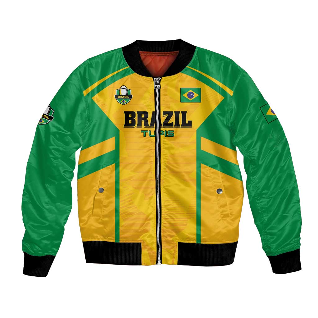 Custom Rugby Brazil Bomber Jacket Tupis Go Champions - Wonder Print Shop
