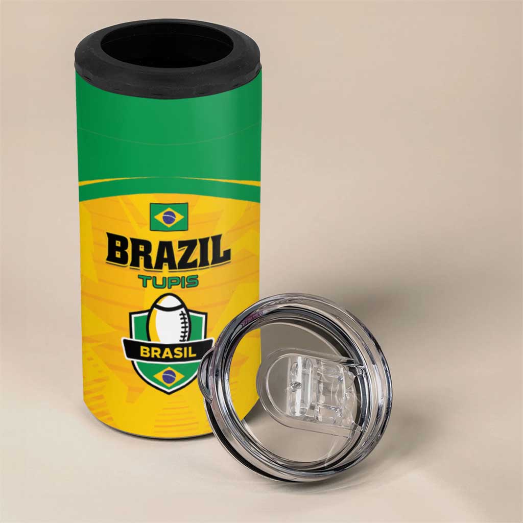 Custom Rugby Brazil 4 in 1 Can Cooler Tumbler Tupis Go Champions - Wonder Print Shop