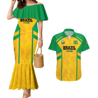 Custom Rugby Brazil Couples Matching Mermaid Dress and Hawaiian Shirt Tupis Go Champions - Wonder Print Shop