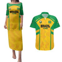 Custom Rugby Brazil Couples Matching Puletasi and Hawaiian Shirt Tupis Go Champions - Wonder Print Shop