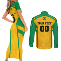 Custom Rugby Brazil Couples Matching Short Sleeve Bodycon Dress and Long Sleeve Button Shirt Tupis Go Champions - Wonder Print Shop