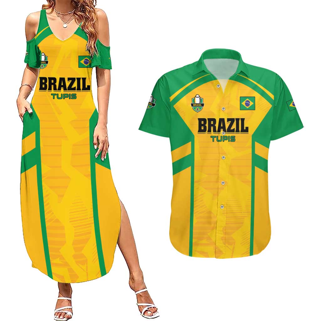 Custom Rugby Brazil Couples Matching Summer Maxi Dress and Hawaiian Shirt Tupis Go Champions - Wonder Print Shop