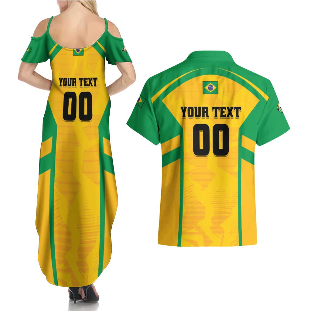 Custom Rugby Brazil Couples Matching Summer Maxi Dress and Hawaiian Shirt Tupis Go Champions - Wonder Print Shop