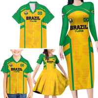 Custom Rugby Brazil Family Matching Long Sleeve Bodycon Dress and Hawaiian Shirt Tupis Go Champions - Wonder Print Shop