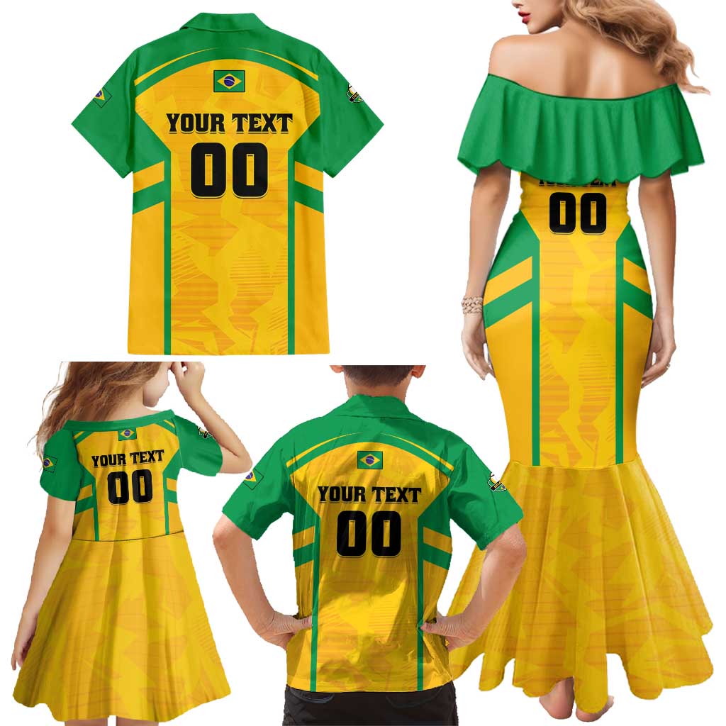 Custom Rugby Brazil Family Matching Mermaid Dress and Hawaiian Shirt Tupis Go Champions - Wonder Print Shop