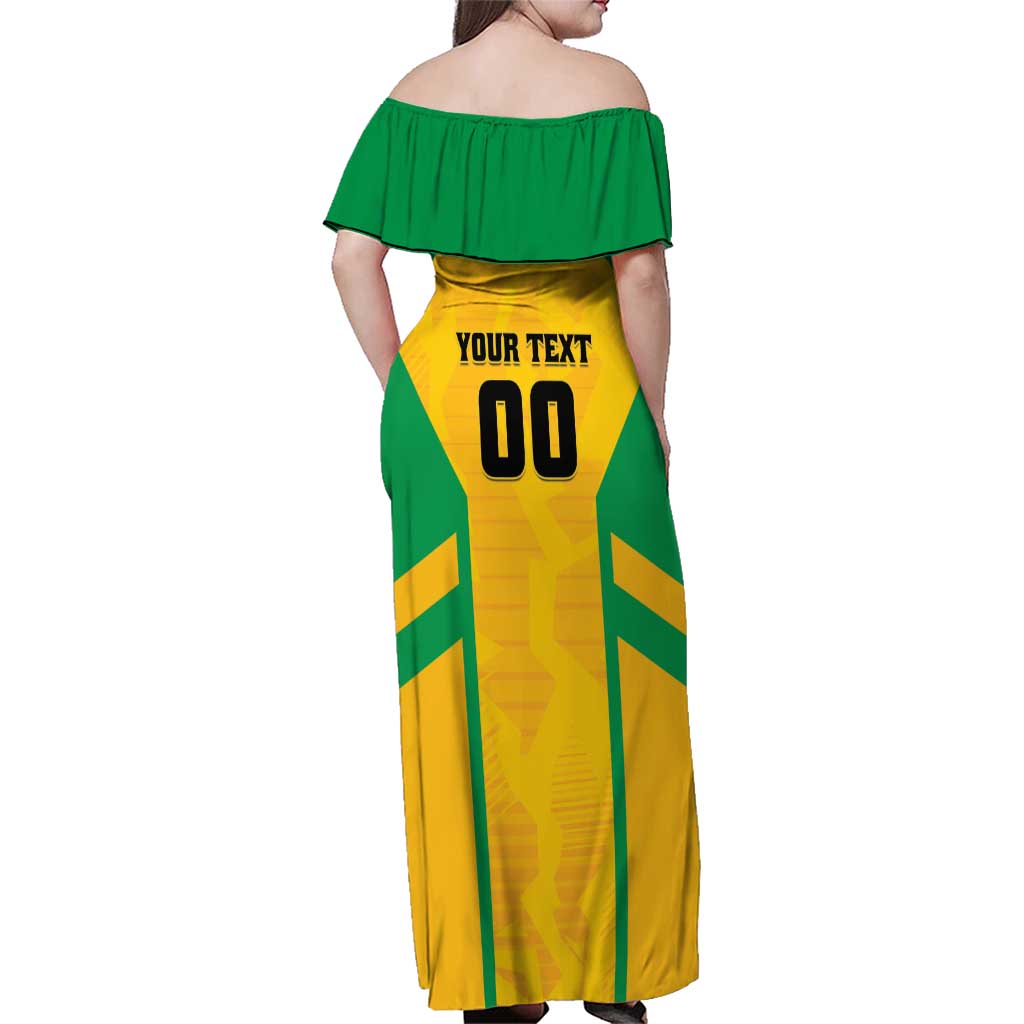 Custom Rugby Brazil Family Matching Off Shoulder Maxi Dress and Hawaiian Shirt Tupis Go Champions - Wonder Print Shop