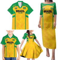 Custom Rugby Brazil Family Matching Puletasi and Hawaiian Shirt Tupis Go Champions - Wonder Print Shop