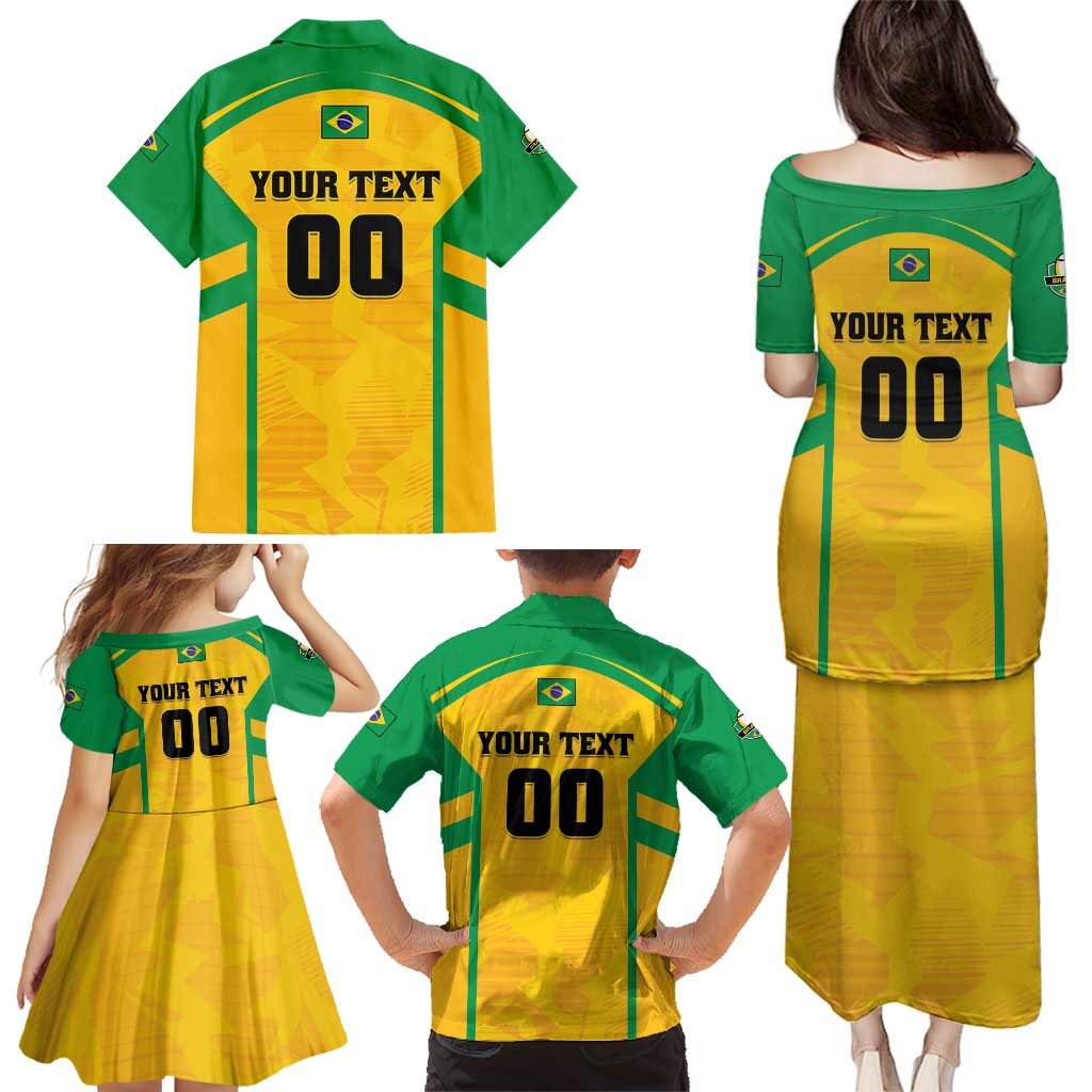 Custom Rugby Brazil Family Matching Puletasi and Hawaiian Shirt Tupis Go Champions - Wonder Print Shop