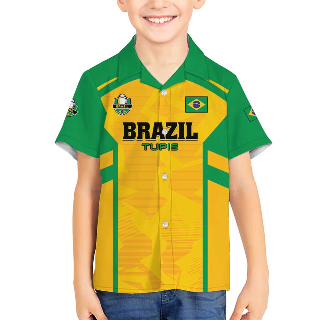 Custom Rugby Brazil Family Matching Short Sleeve Bodycon Dress and Hawaiian Shirt Tupis Go Champions - Wonder Print Shop
