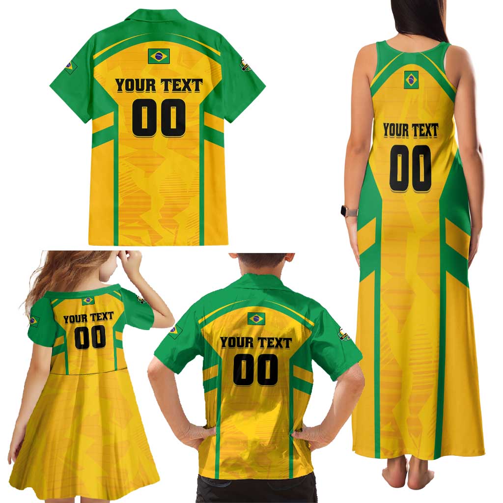 Custom Rugby Brazil Family Matching Tank Maxi Dress and Hawaiian Shirt Tupis Go Champions - Wonder Print Shop