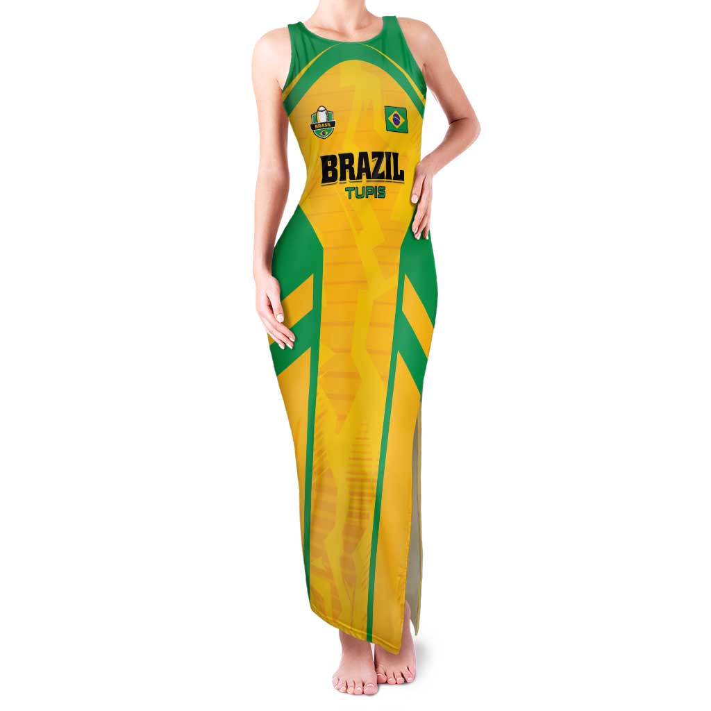 Custom Rugby Brazil Family Matching Tank Maxi Dress and Hawaiian Shirt Tupis Go Champions - Wonder Print Shop