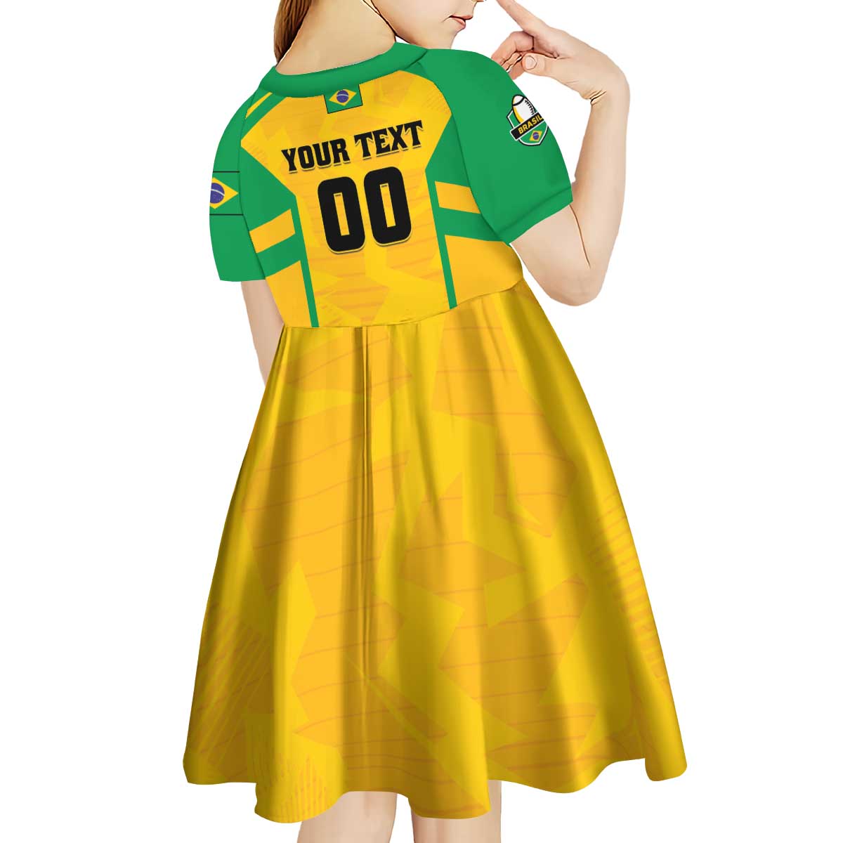 Custom Rugby Brazil Kid Short Sleeve Dress Tupis Go Champions - Wonder Print Shop