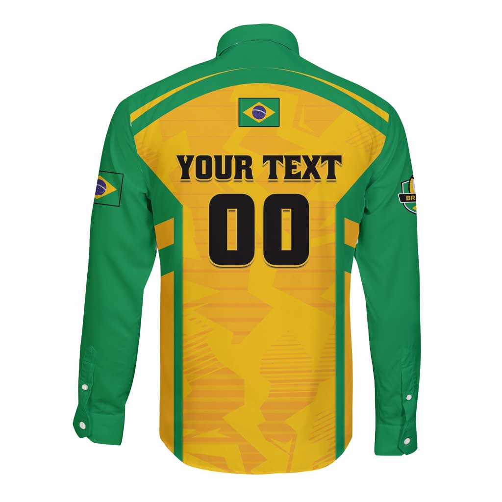 Custom Rugby Brazil Long Sleeve Button Shirt Tupis Go Champions - Wonder Print Shop