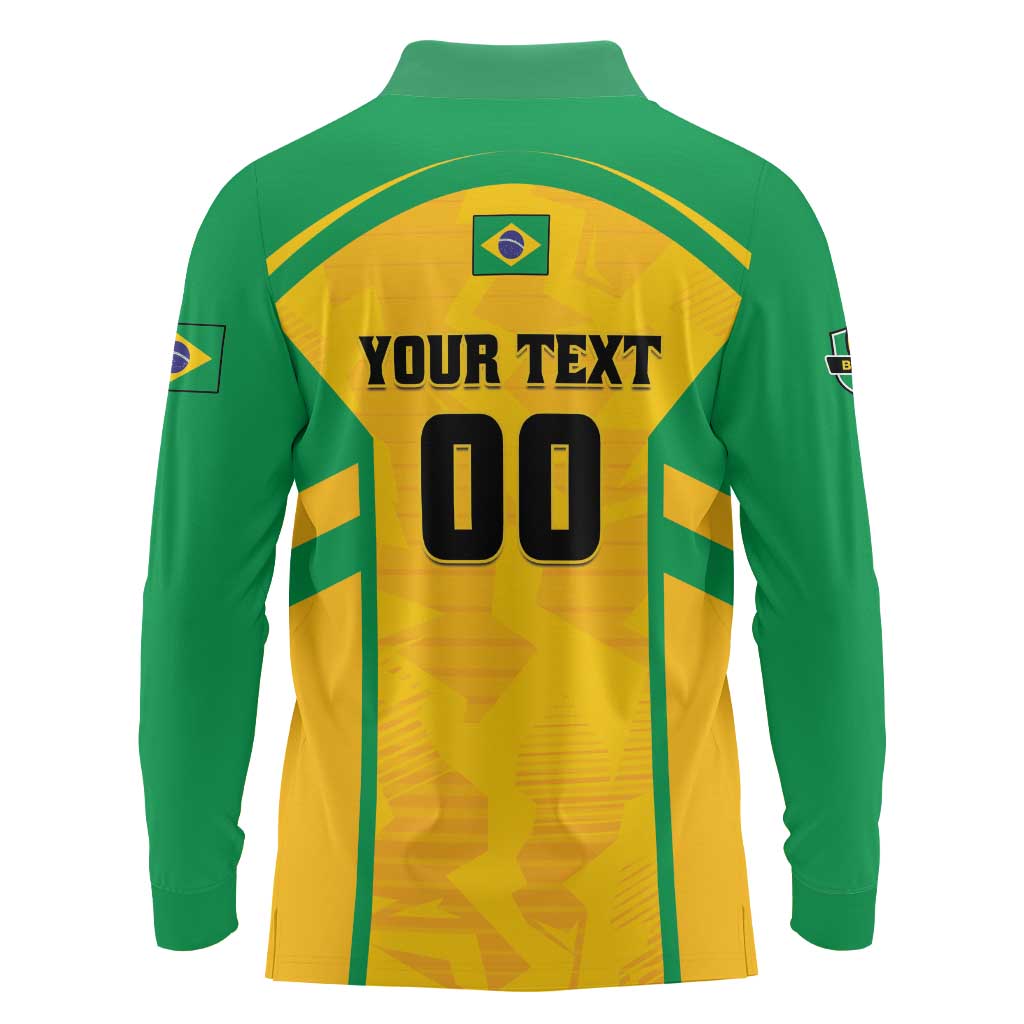 Custom Rugby Brazil Long Sleeve Polo Shirt Tupis Go Champions - Wonder Print Shop