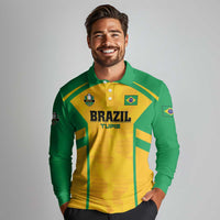 Custom Rugby Brazil Long Sleeve Polo Shirt Tupis Go Champions - Wonder Print Shop