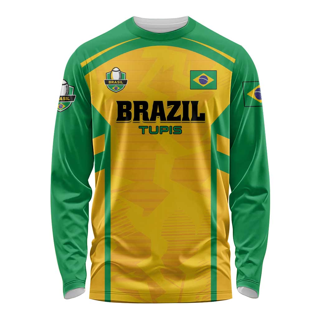 Custom Rugby Brazil Long Sleeve Shirt Tupis Go Champions - Wonder Print Shop