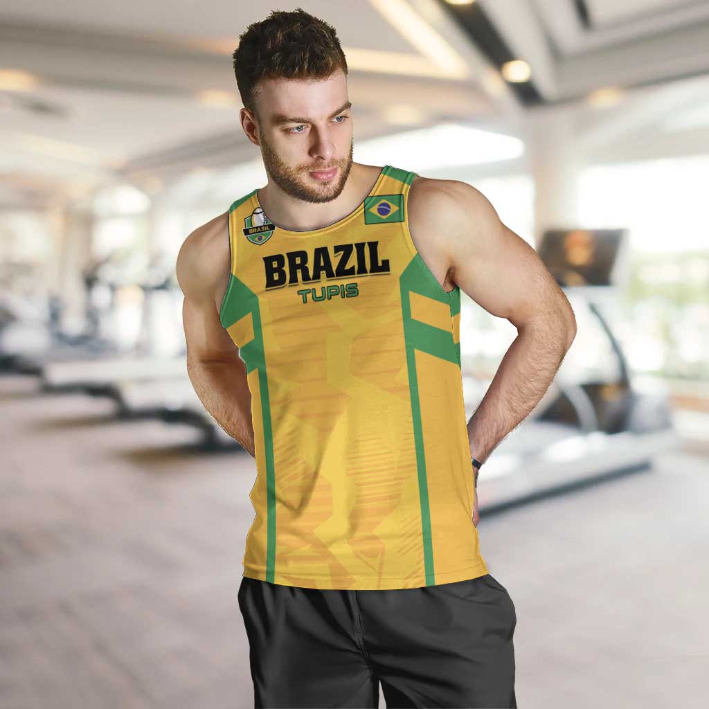 Custom Rugby Brazil Men Tank Top Tupis Go Champions - Wonder Print Shop