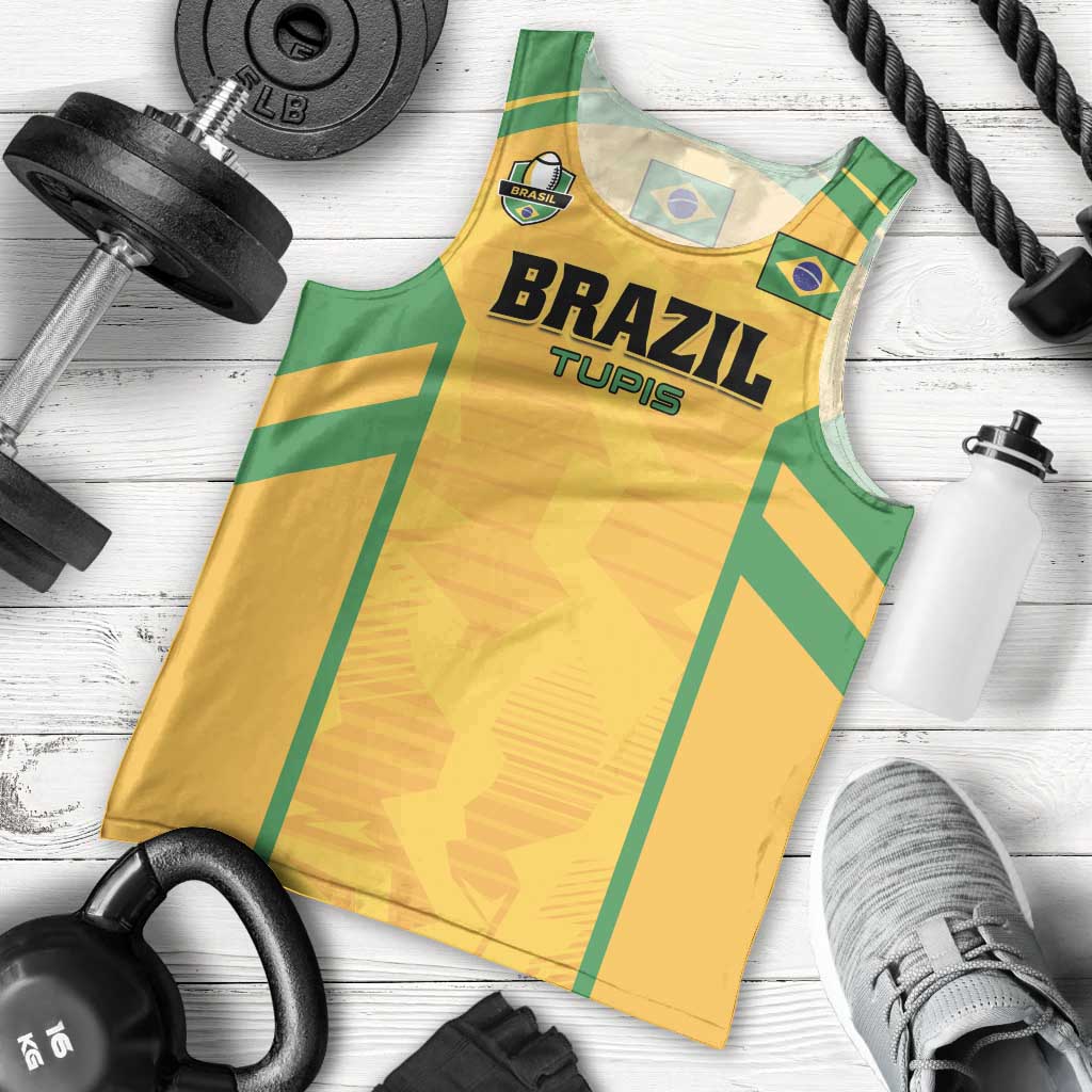 Custom Rugby Brazil Men Tank Top Tupis Go Champions - Wonder Print Shop