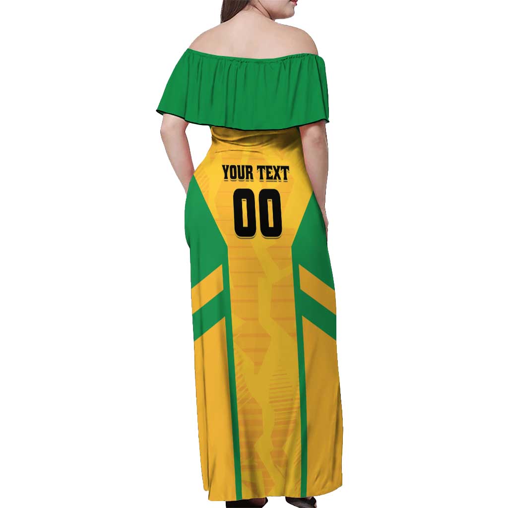 Custom Rugby Brazil Off Shoulder Maxi Dress Tupis Go Champions - Wonder Print Shop