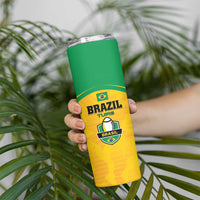 Custom Rugby Brazil Skinny Tumbler Tupis Go Champions - Wonder Print Shop