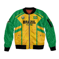 Custom Rugby Brazil Sleeve Zip Bomber Jacket Tupis Go Champions - Wonder Print Shop